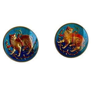 Vintage Isle Of Man Enamel Coin Cuff Links 1980 Elizabeth II